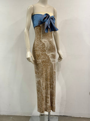 S/S2001 Jean Paul Gaultier strapless constellation silk evening dress