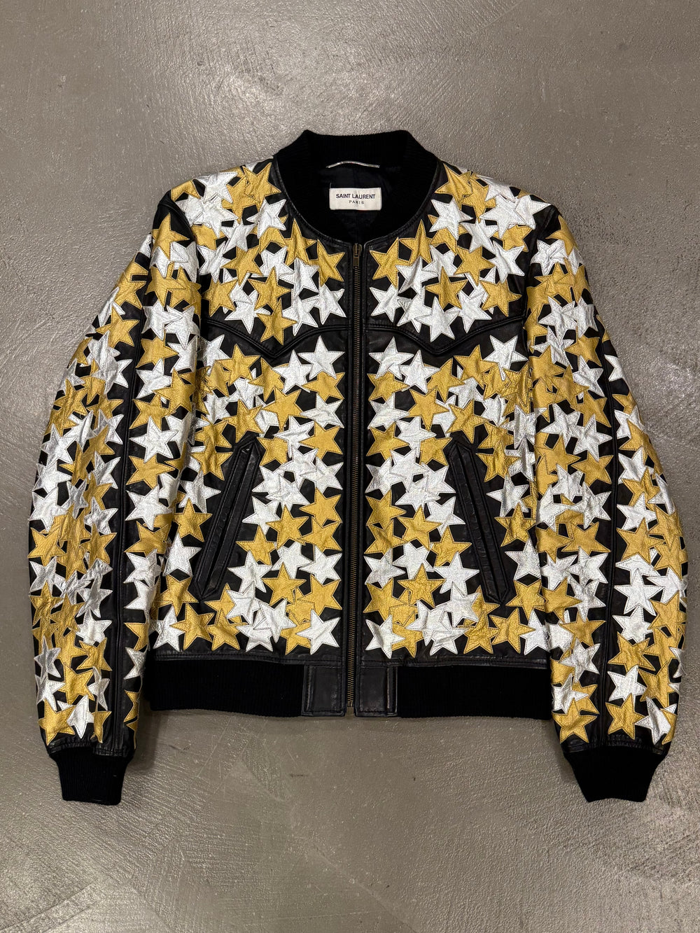 S/S2016 Saint Laurent Paris by Hedi Slimane sample stars leather bomber jacket