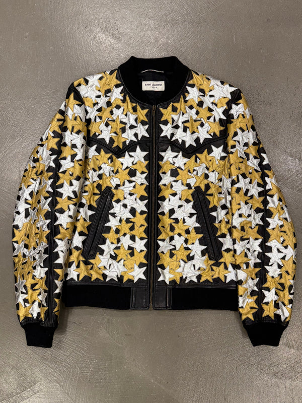 S/S2016 Saint Laurent Paris by Hedi Slimane sample stars leather bomber jacket