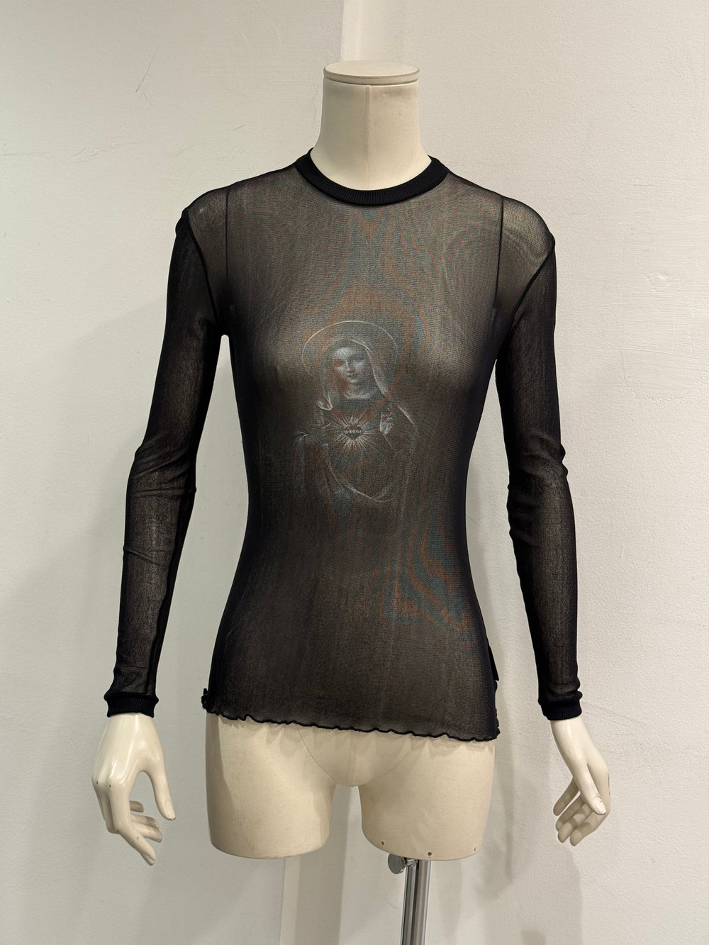 1998 Dolce & Gabbana "Virgin Mary" mesh long sleeve top