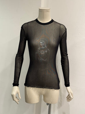 1998 Dolce & Gabbana "Virgin Mary" mesh long sleeve top