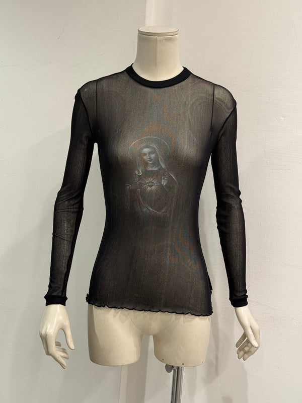 1998 Dolce & Gabbana "Virgin Mary" mesh long sleeve top