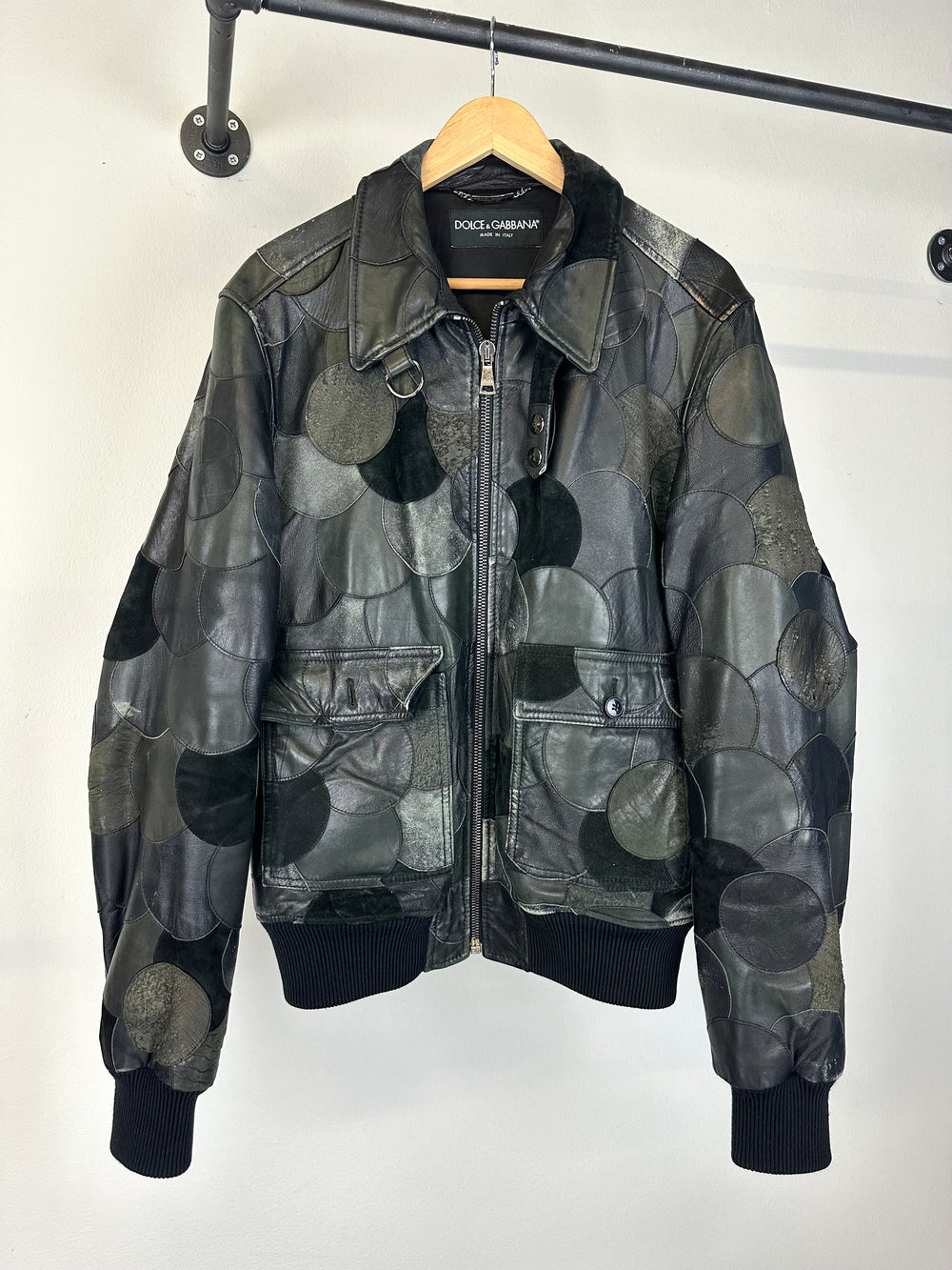AW2008 Dolce & Gabbana patchwork bomber leather jacket
