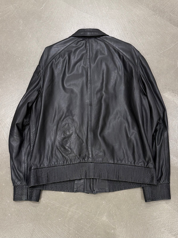 2000s Versace zip leather jacket