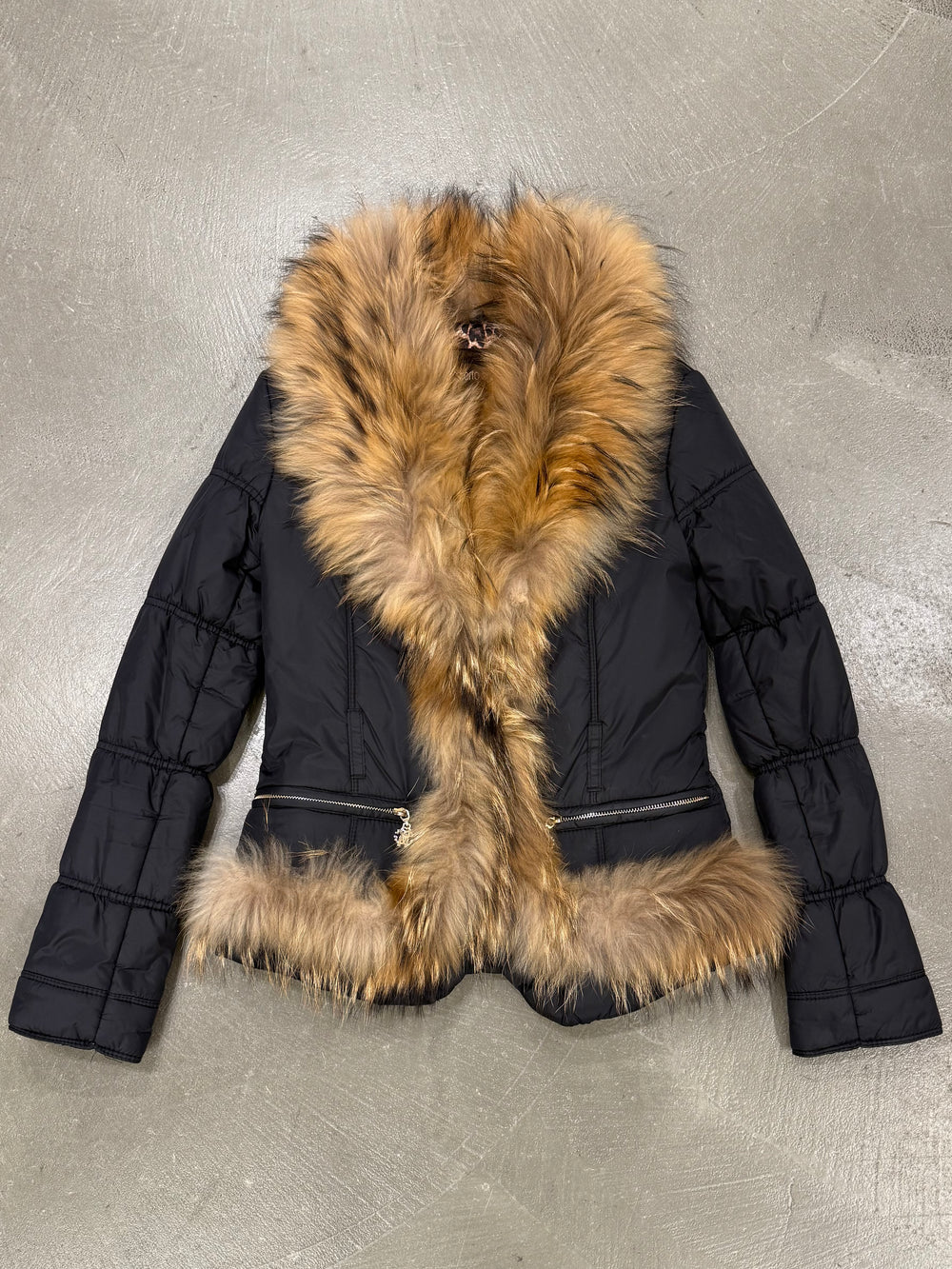 2000s Roberto Cavalli racoon fur puffer jacket