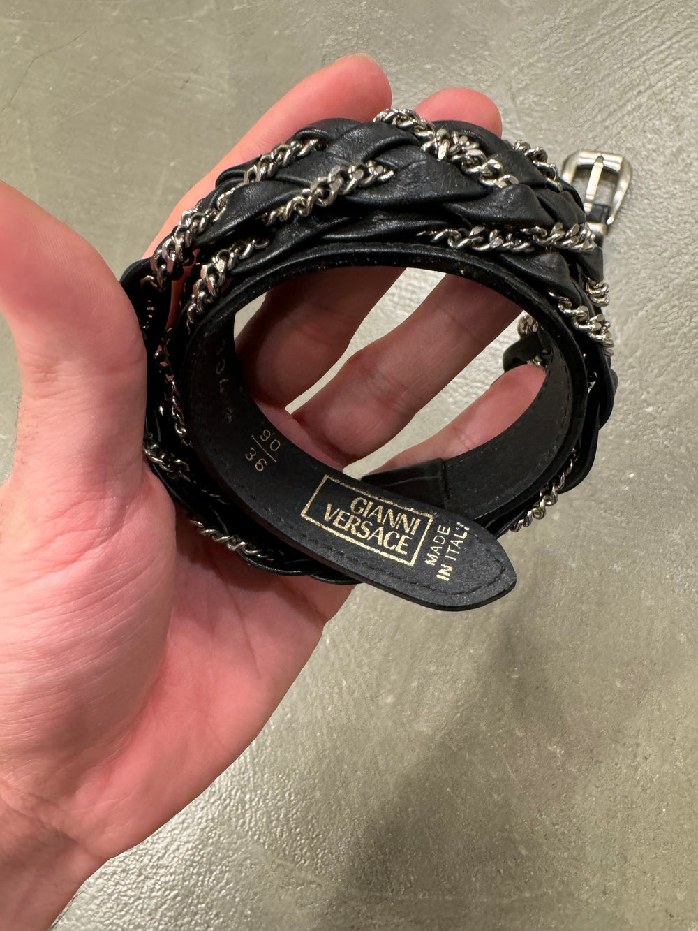 1990s Gianni Versace intersected metal chain belt