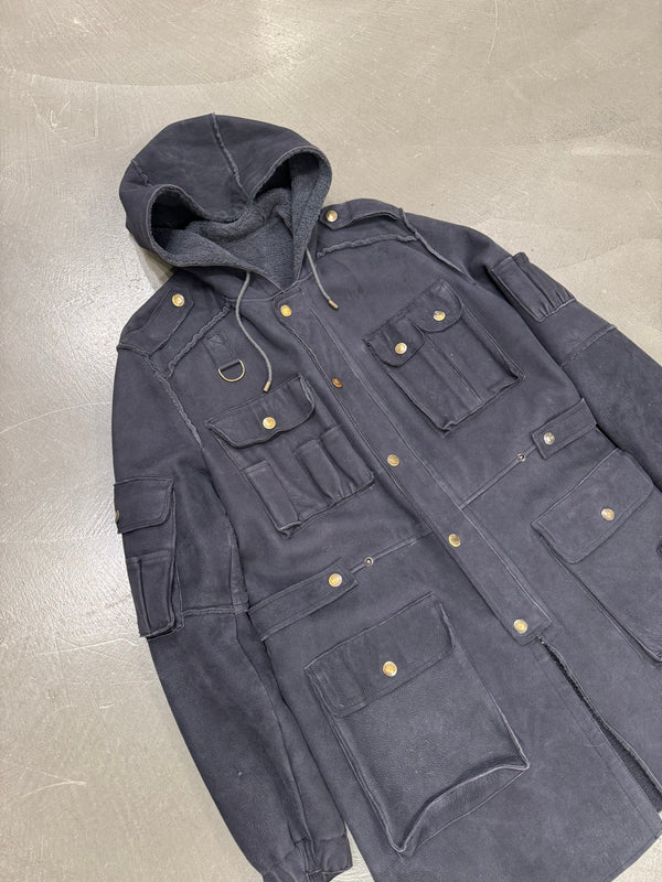 A/W2003 Dolce & Gabbana multi-pockets leather coat