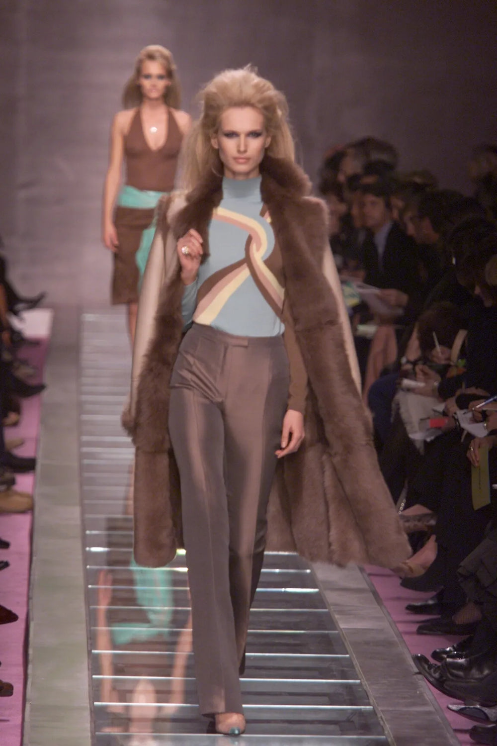 F/W2000 Gianni Versace runway wavy colorblock knit sweater