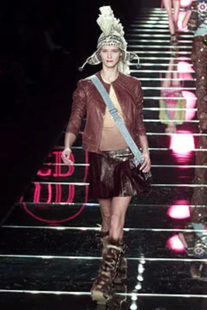 F/W2002 Christian Dior by John Galliano runway paneled eel leather skirt