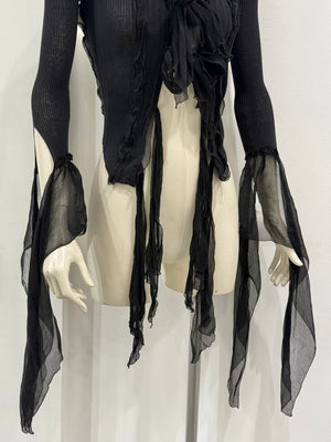 2000s Jean Paul Gaultier sheer ribbon-tie corset blouse