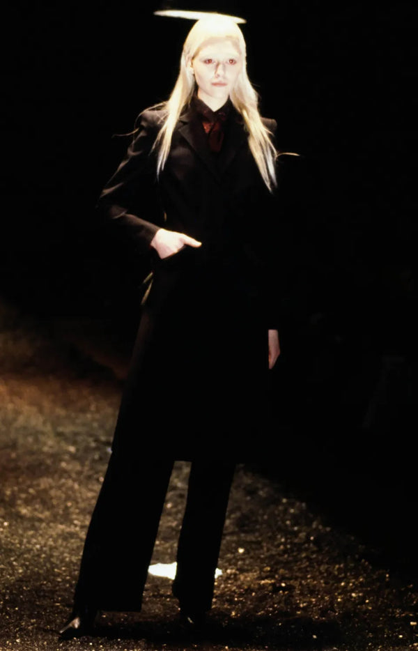 A/W1998 Alexander McQueen “Joan” pinstripe long tailored coat