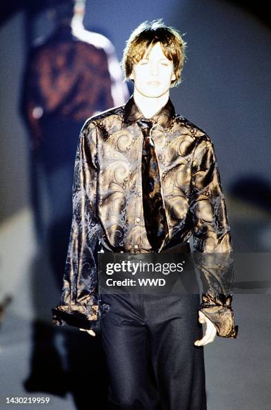 1997 Gucci by Tom Ford runway paisley iridescent silk shirt