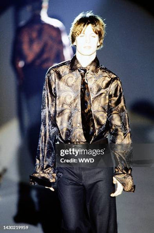 1997 Gucci by Tom Ford runway paisley iridescent silk shirt