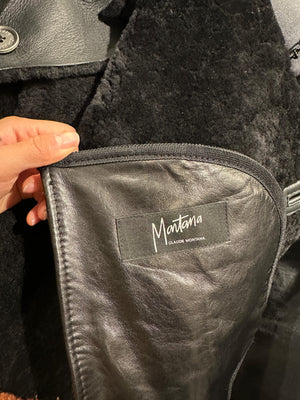 1980s Claude Montana black shearling leather coat