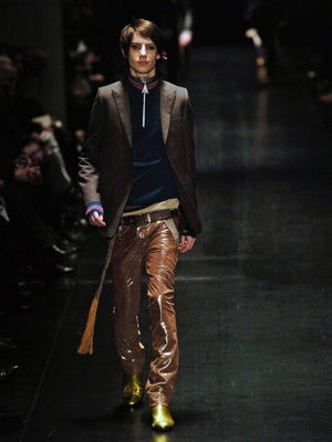A/W2005 Dior by Hedi Slimane runway gold glitter leather pants