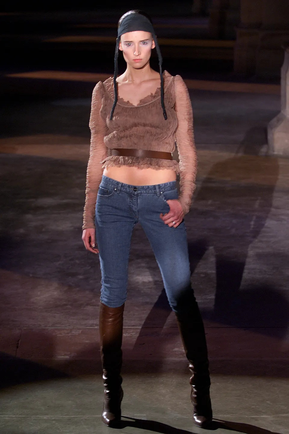 A/W2002 Alexander McQueen runway sheer silk peplum top