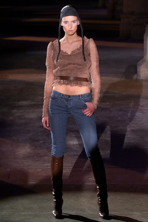 A/W2002 Alexander McQueen runway sheer silk peplum top