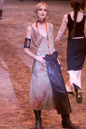 S/S2001 Jean Paul Gaultier strapless constellation silk evening dress