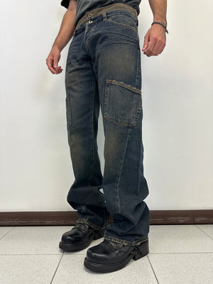 AW2003 D&G double waisted asymmetrical pockets jeans