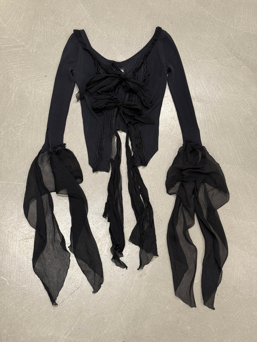 2000s Jean Paul Gaultier sheer ribbon-tie corset blouse