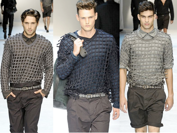 AW2012 Dolce & Gabbana laser cut net double layer hoodie