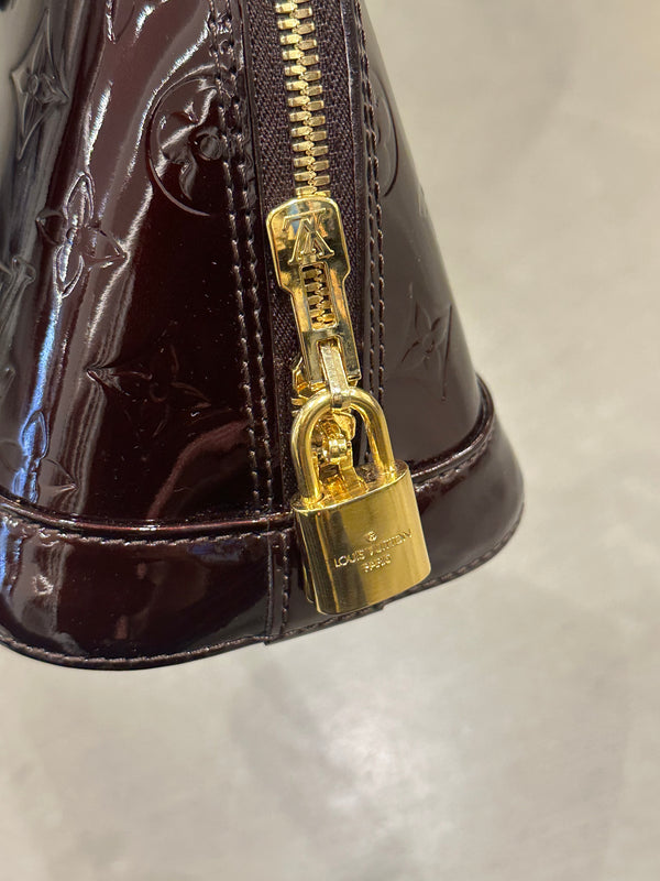 2012 Louis Vuitton patent monogram Alma BB with wallet