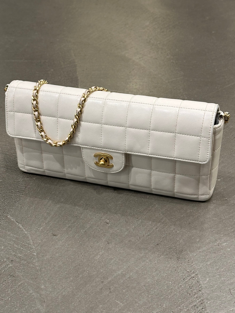 2000-2002 Chanel East West Chocolate Bar leather bag