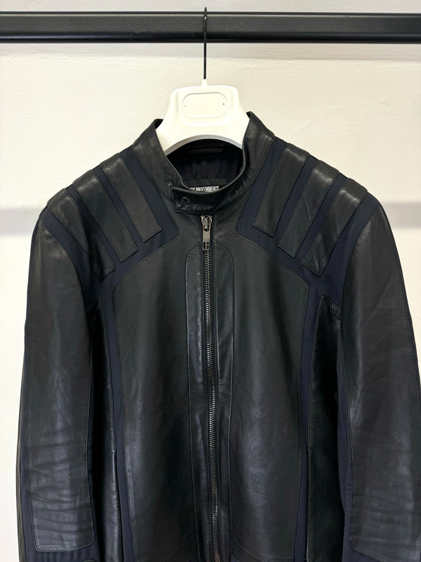 2000s Dirk Bikkembergs paneled leather jacket