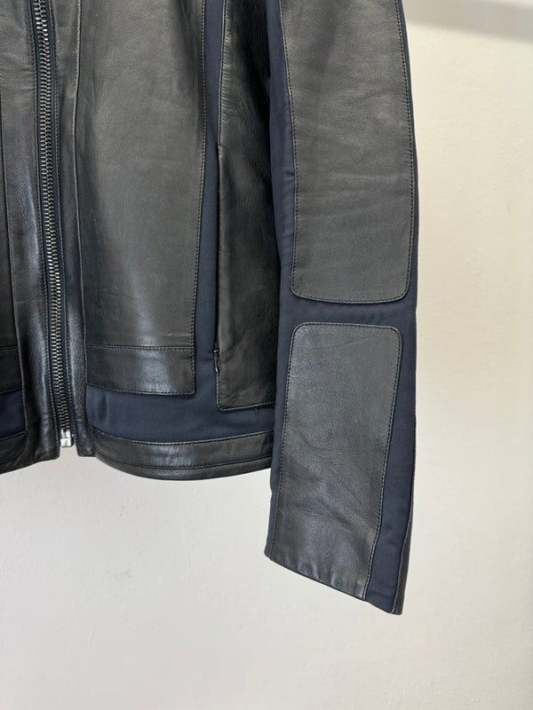 2000s Dirk Bikkembergs paneled leather jacket