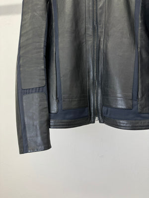 2000s Dirk Bikkembergs paneled leather jacket