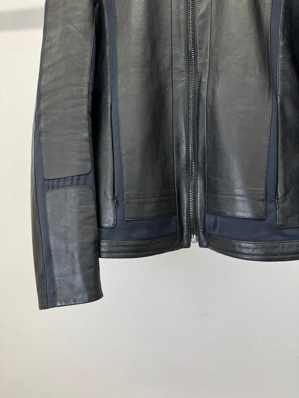 2000s Dirk Bikkembergs paneled leather jacket