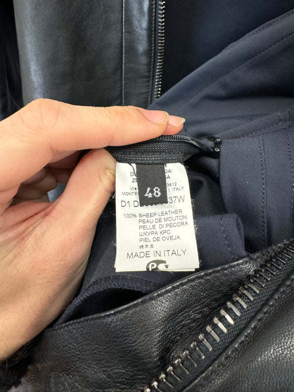 2000s Dirk Bikkembergs paneled leather jacket