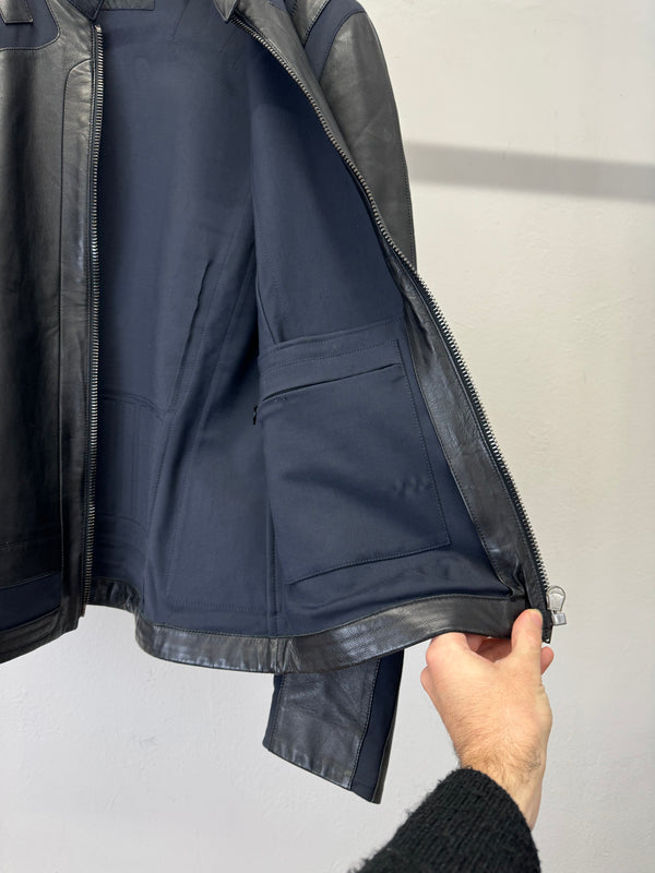 2000s Dirk Bikkembergs paneled leather jacket