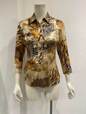 2004 Roberto Cavalli feather silk shirt