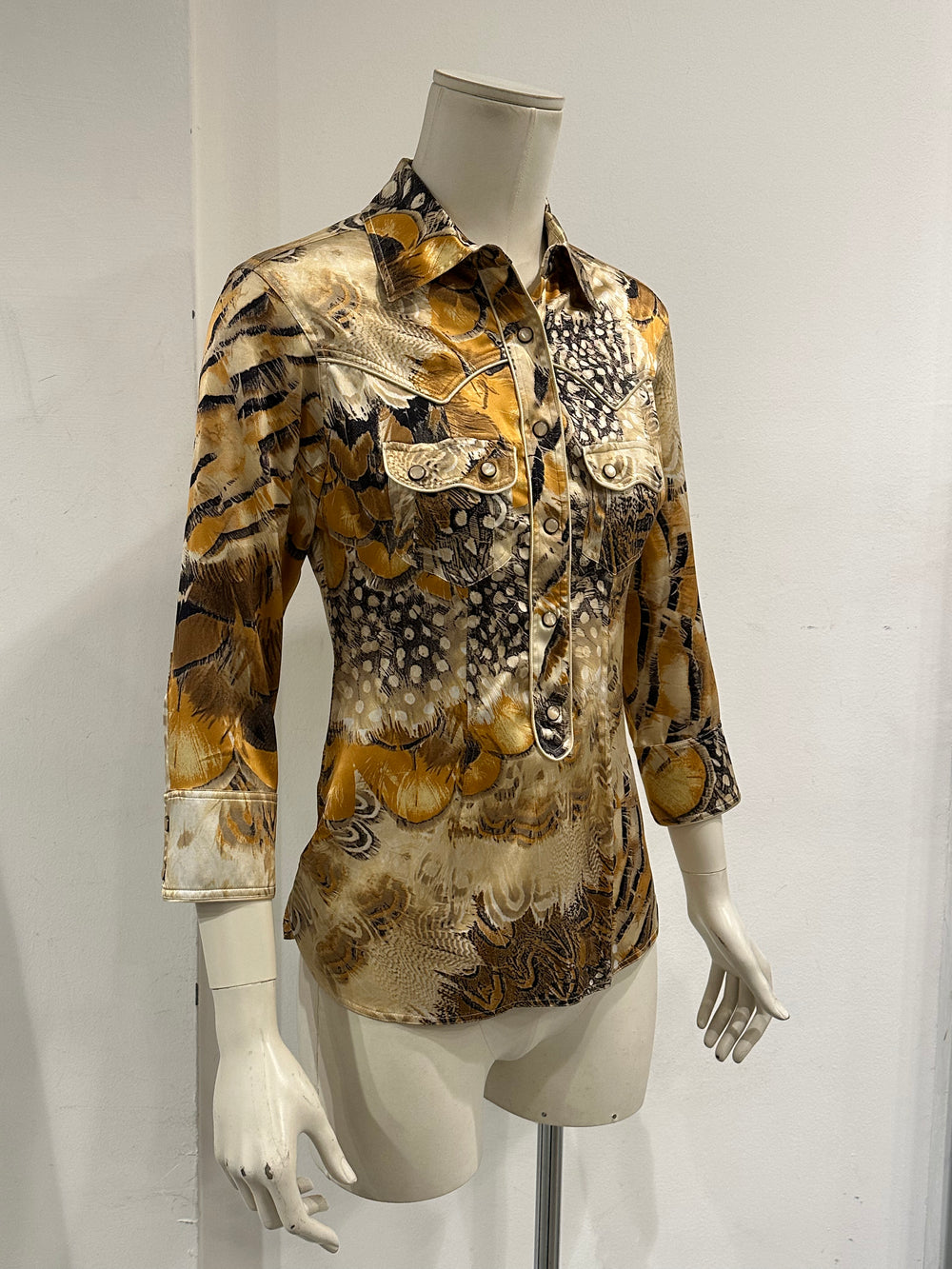 2004 Roberto Cavalli feather silk shirt