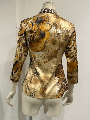 2004 Roberto Cavalli feather silk shirt