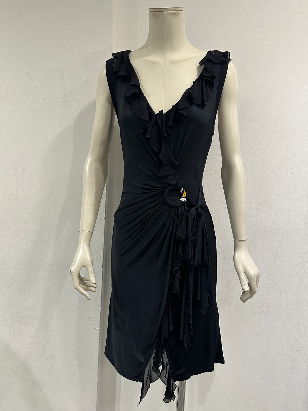 S/S2006 Roberto Cavalli ruffle wrap midi dress