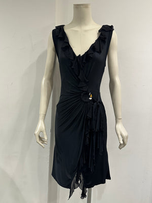 S/S2006 Roberto Cavalli ruffle wrap midi dress