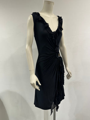 S/S2006 Roberto Cavalli ruffle wrap midi dress