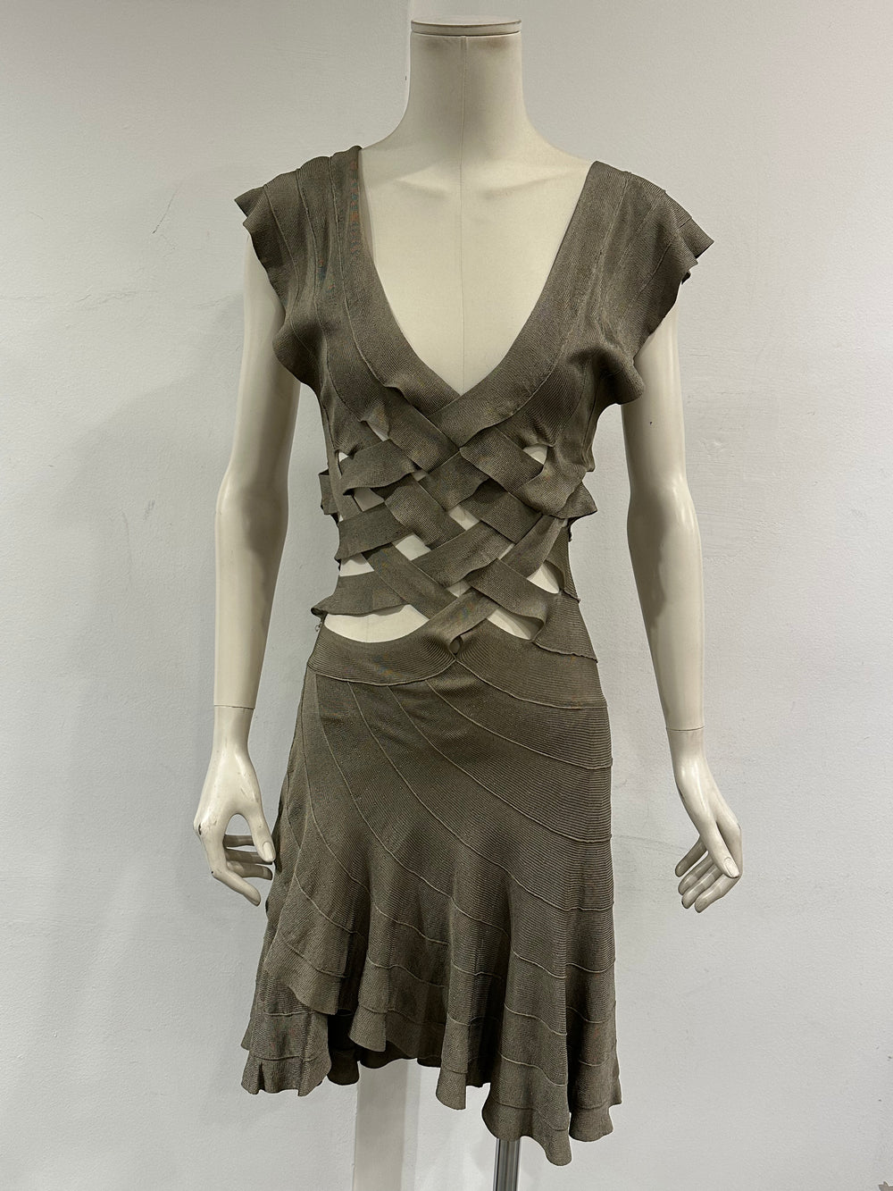 2003 Plein Sud runway woven bandage knit dress