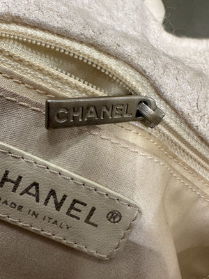 2010 Chanel shearling tweed patchwork flap bag