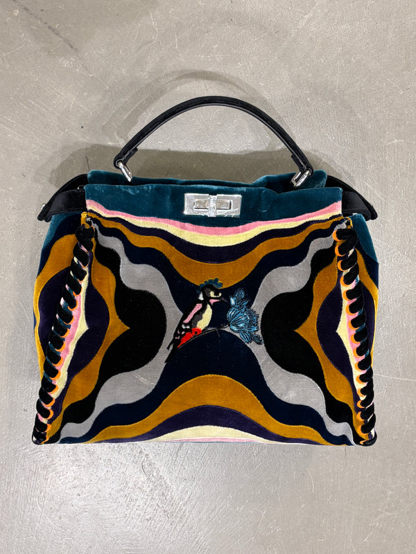F/W 2016 Fendi velvet embroidered Peekaboo bag