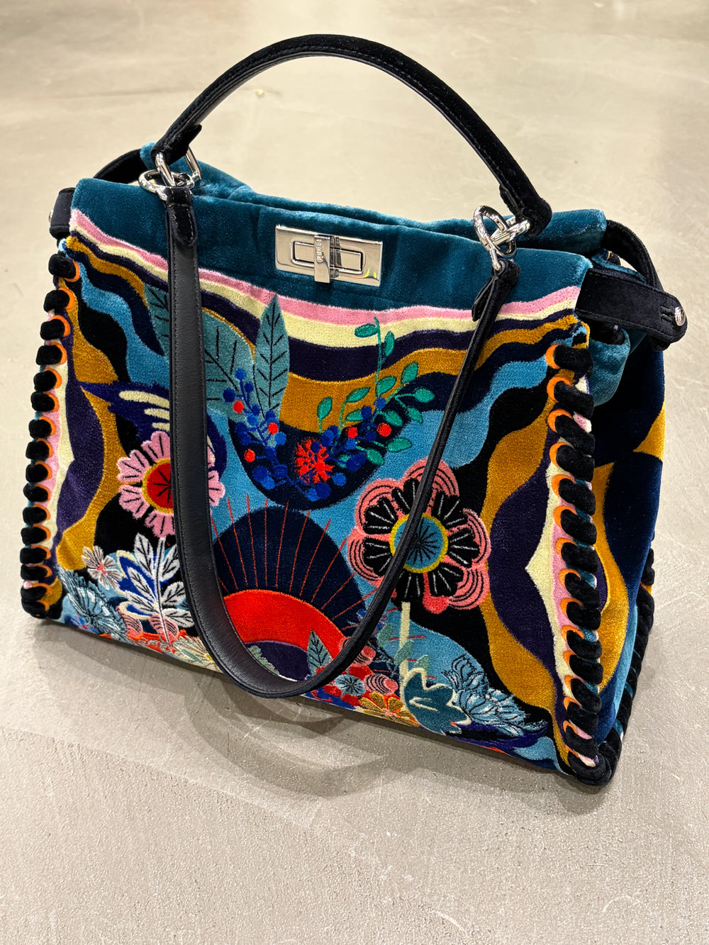 F/W 2016 Fendi velvet embroidered Peekaboo bag