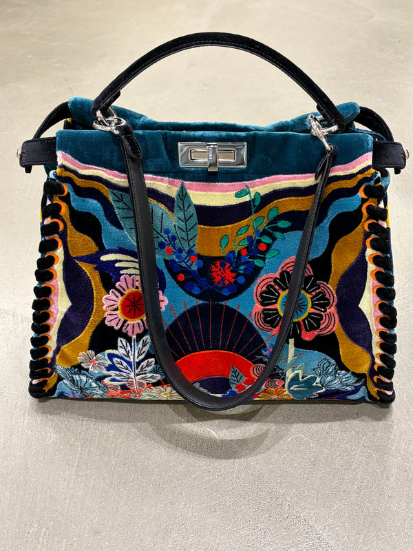 F/W 2016 Fendi velvet embroidered Peekaboo bag