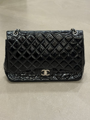 2013-2014 Chanel Large Flap double chain matelasse patent leather bag