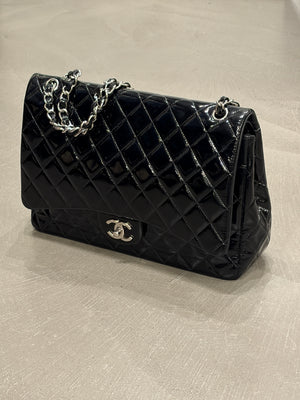 2013-2014 Chanel Large Flap double chain matelasse patent leather bag