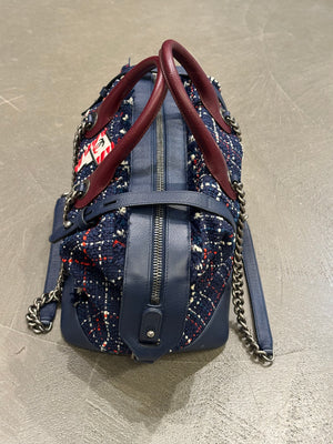 S/S2016 Chanel "Airline" tweed patches bowling bag