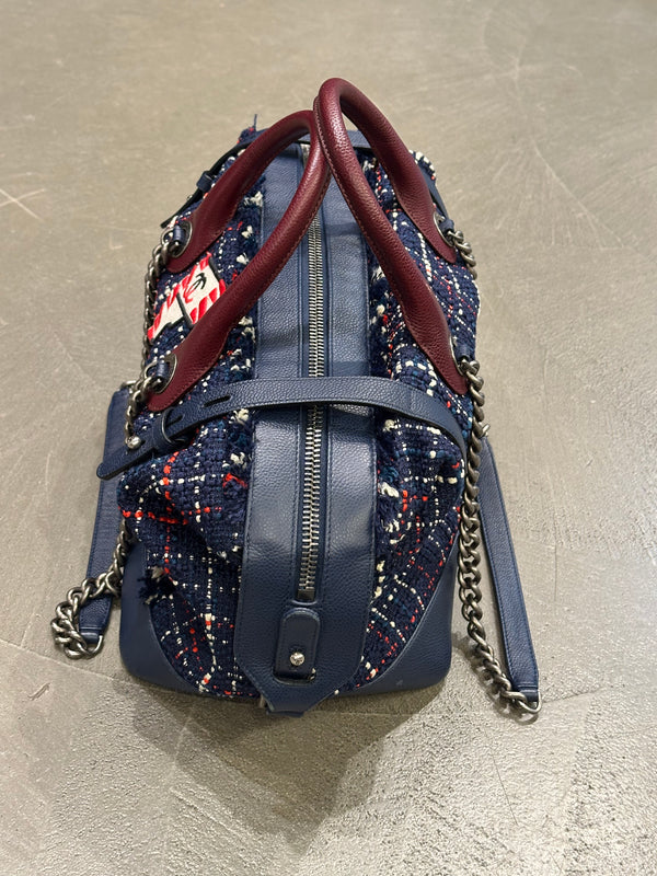 S/S2016 Chanel "Airline" tweed patches bowling bag