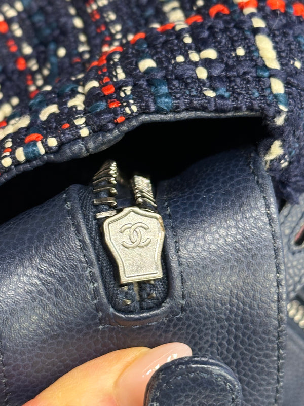 S/S2016 Chanel "Airline" tweed patches bowling bag