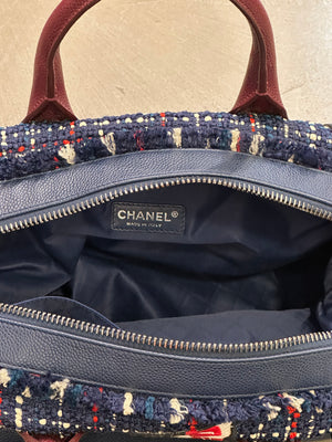 S/S2016 Chanel "Airline" tweed patches bowling bag